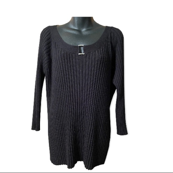 RICKI’S BLACK KNIT TOP W/SILVER BUCKEL SZ XXL - Picture 2 of 5